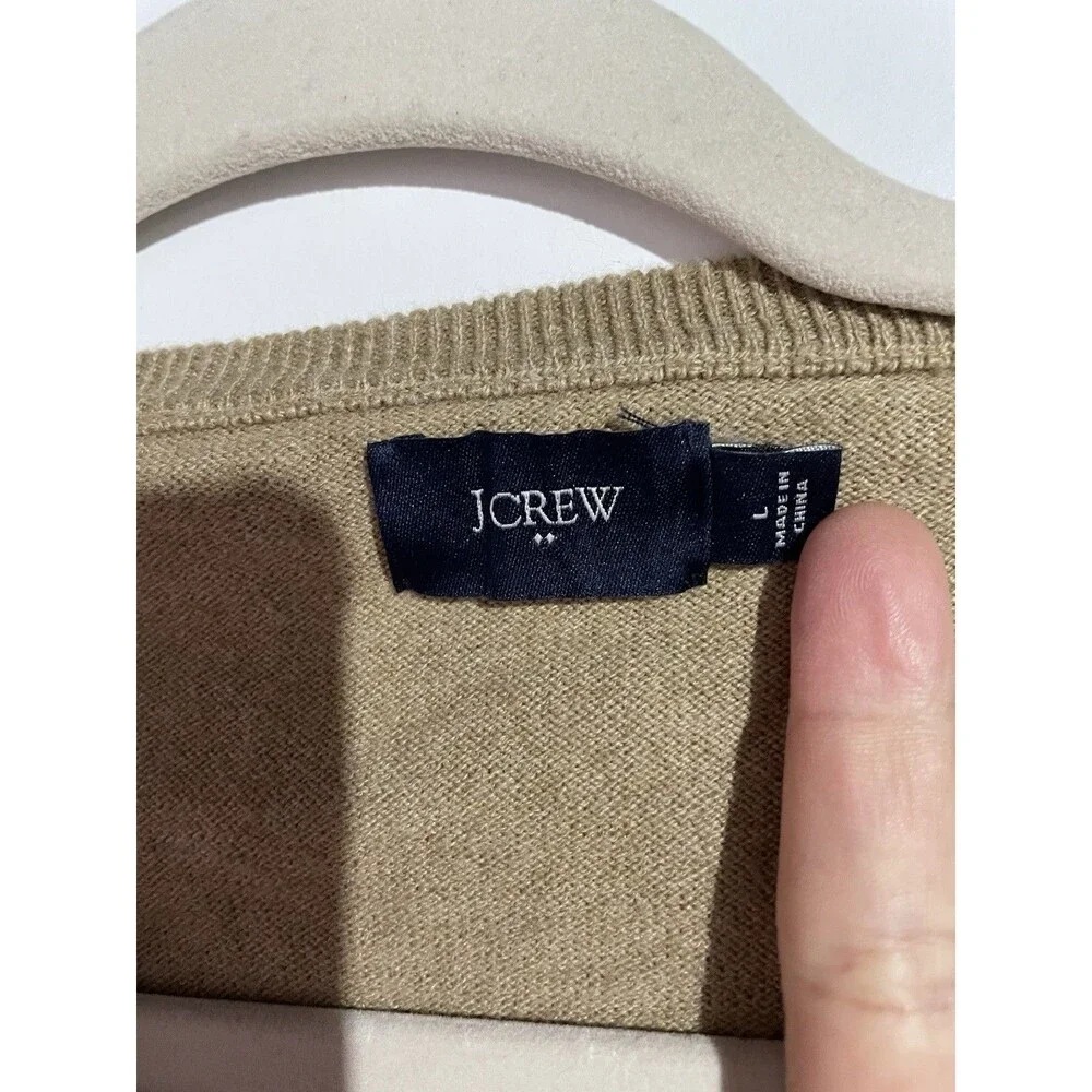 J Crew Sweater Mens‎ L Tan Merino Wool Cotton Academia Preppy Business Office